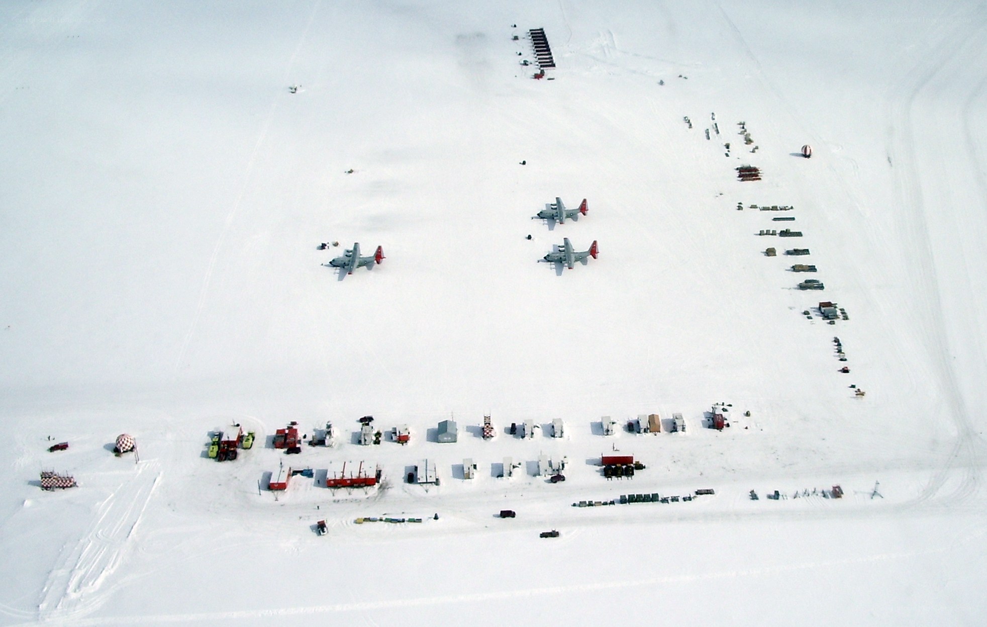 Antarctic research station aerial view