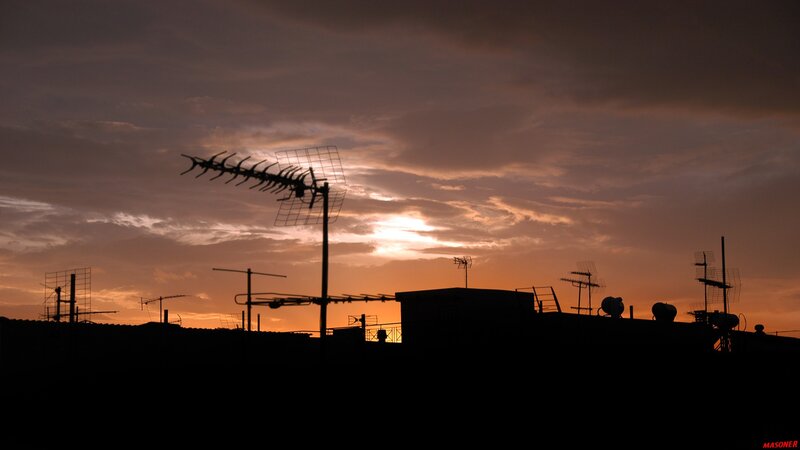 antennas at sunset