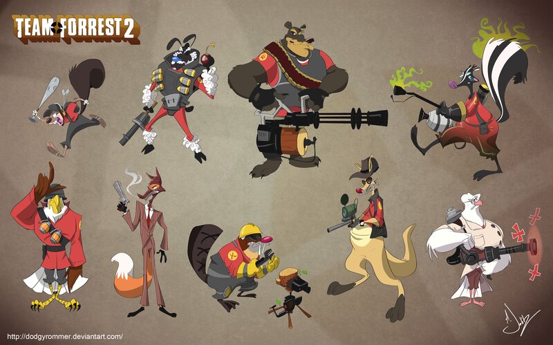 Anthropomorphic Animal Characters — Brown, Action-packed