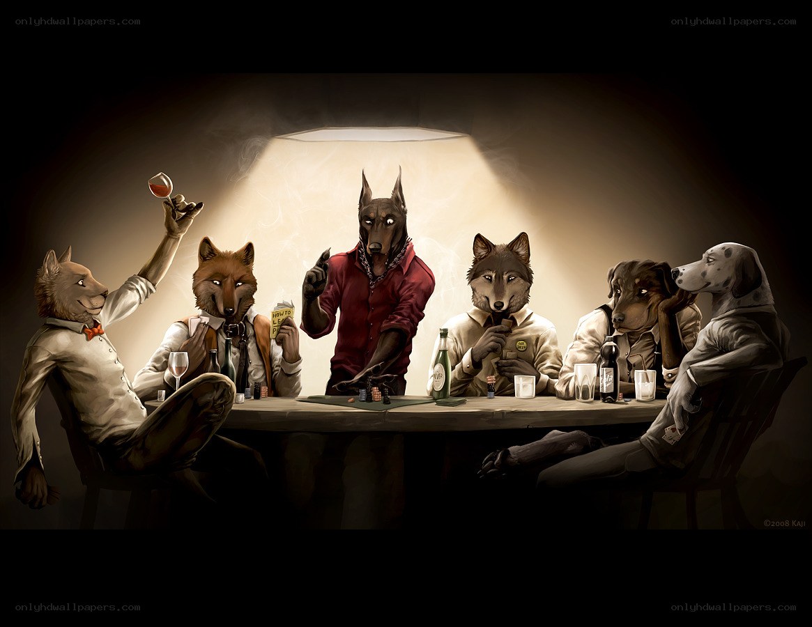 anthropomorphic animals at poker
