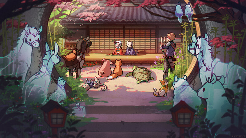 Anthropomorphic Animals in Garden