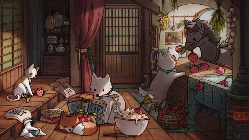 Anthropomorphic Animals in Kitchen