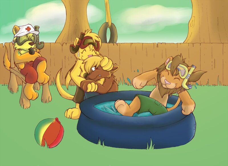 Anthropomorphic Animals in Pool