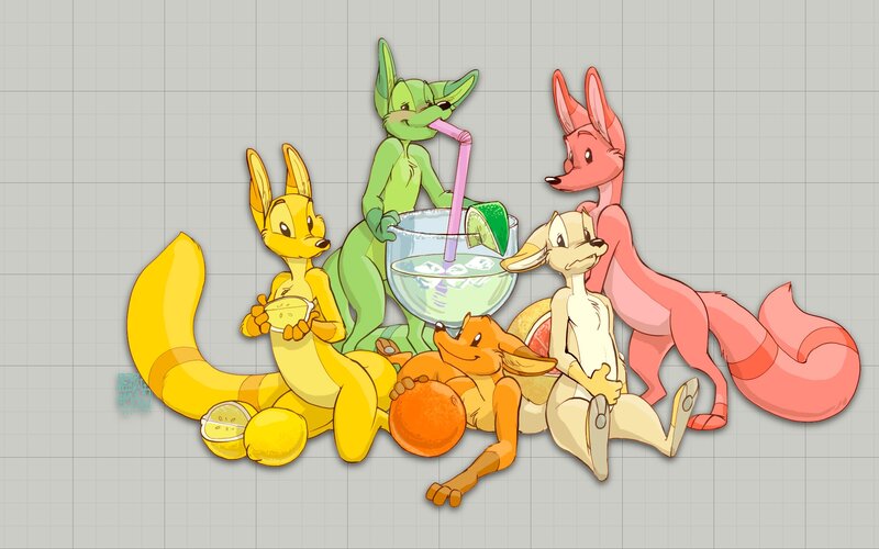 anthropomorphic animals with drinks