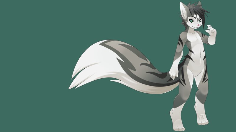 Anthropomorphic Cat Character — Gray