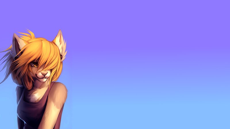 Anthropomorphic Cat Character — Purple, Calm