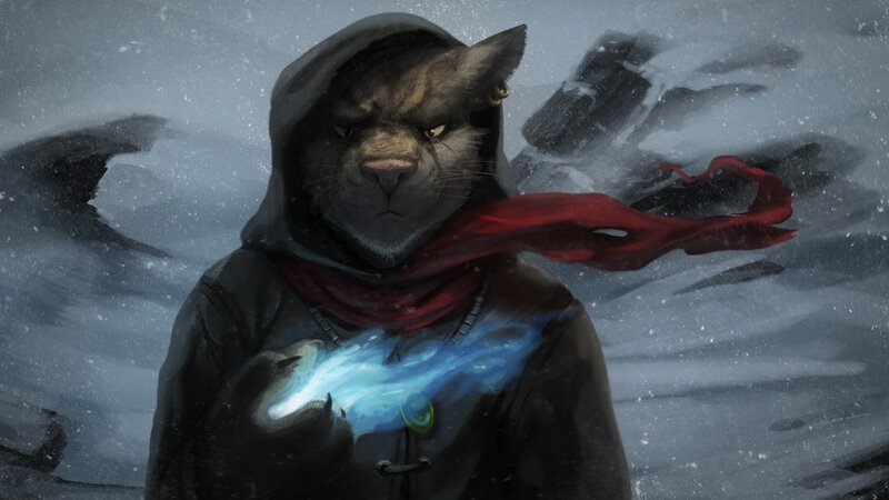 Anthropomorphic Cat in Storm