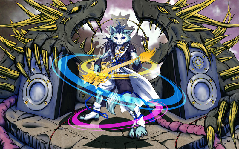 Anthropomorphic Cat Musician