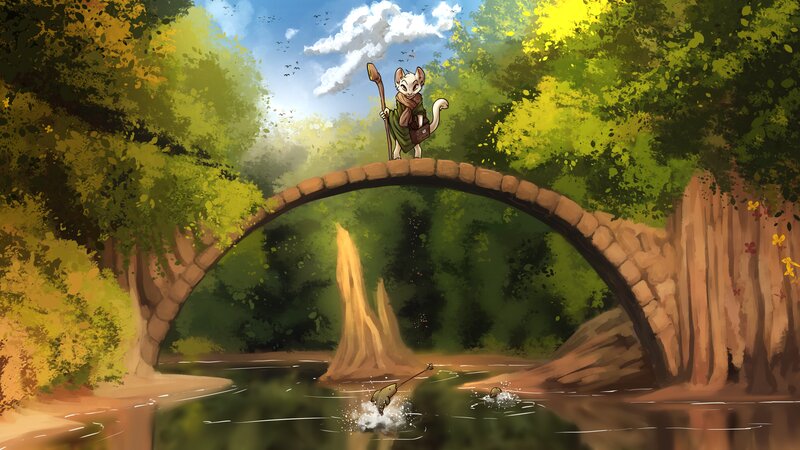 Anthropomorphic Cat on Bridge