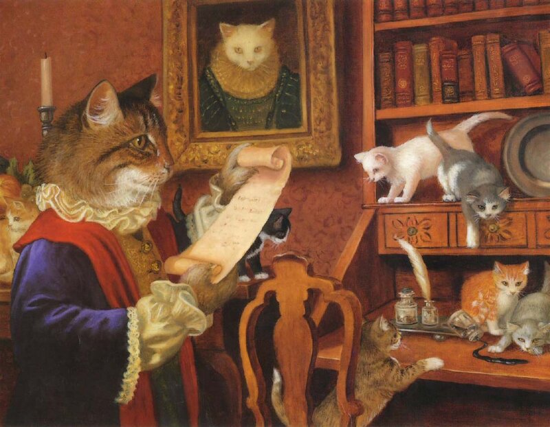 Anthropomorphic Cat Reading