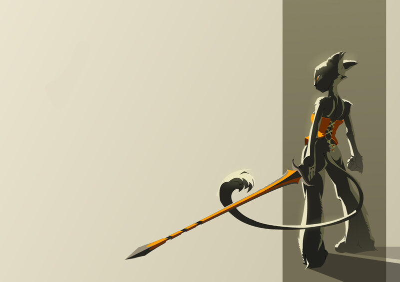 Anthropomorphic Cat Warrior — Gray