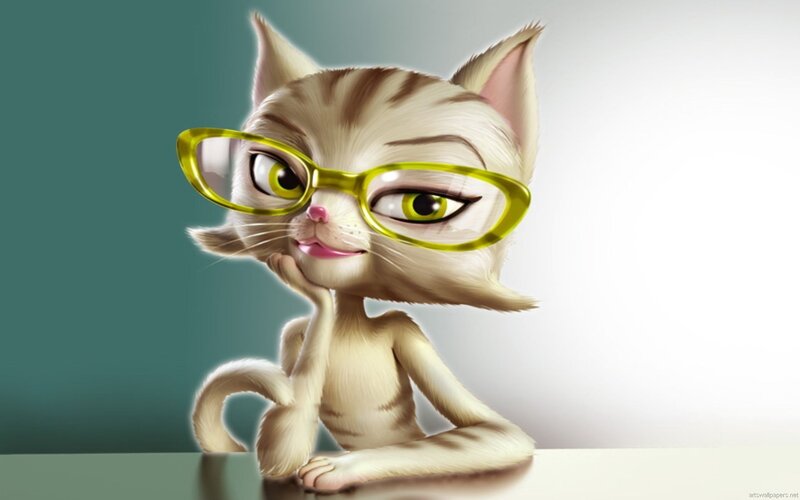 Anthropomorphic Cat with Glasses