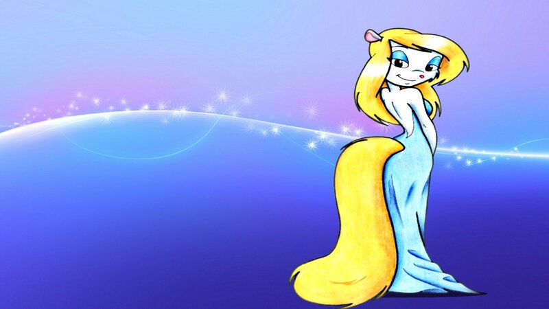 Anthropomorphic Cat Woman — Blue, Dreamy
