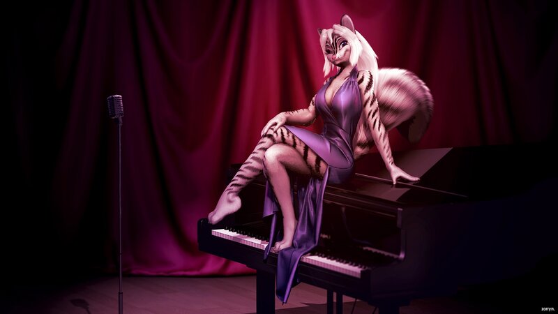 Anthropomorphic Cat Woman — Purple