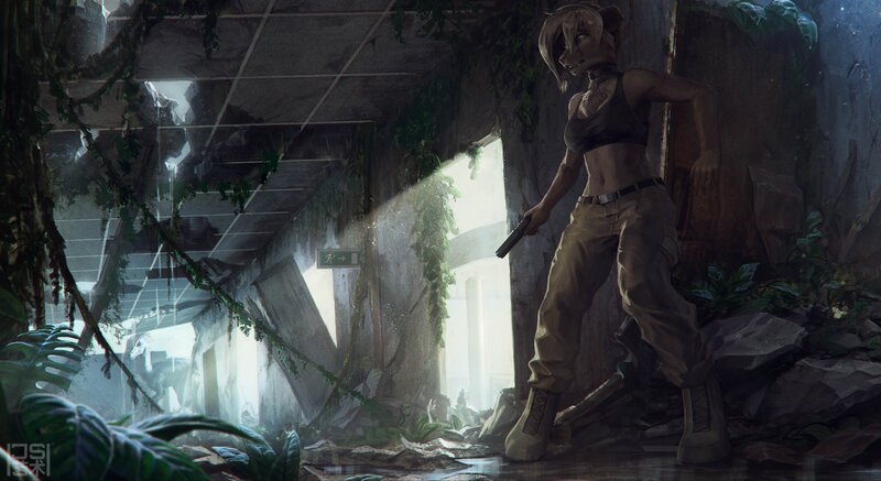 Anthropomorphic Character — Green, Dramatic