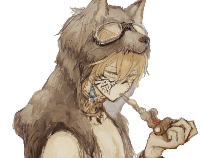 anthropomorphic character with goggles