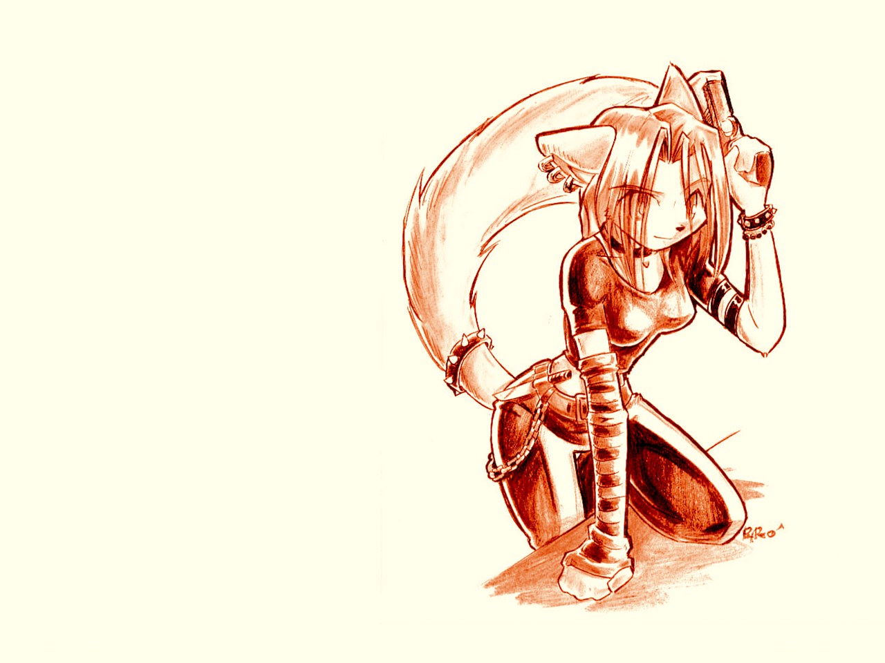 anthropomorphic character with gun