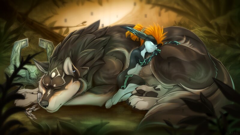 Anthropomorphic Character with Wolf