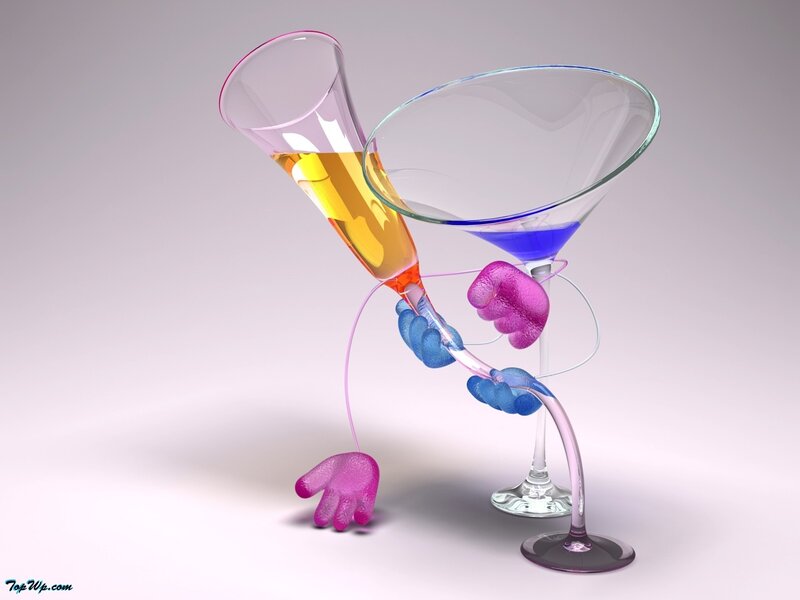 Anthropomorphic Cocktail Glasses — Pink