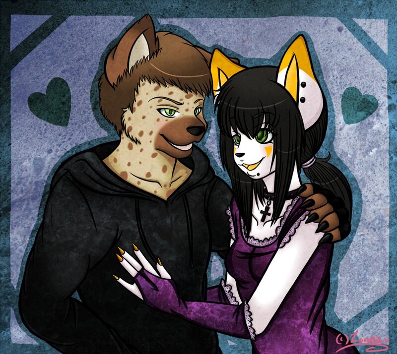 Anthropomorphic Couple Hugging