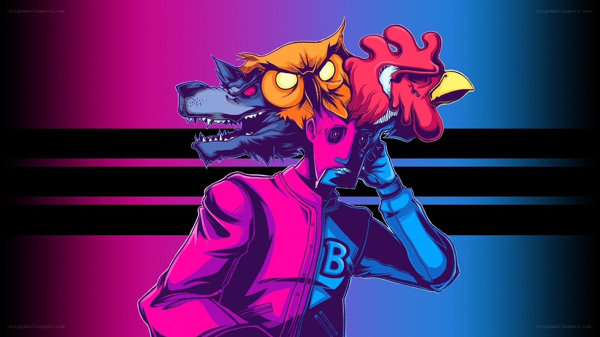 anthropomorphic creature with animal heads