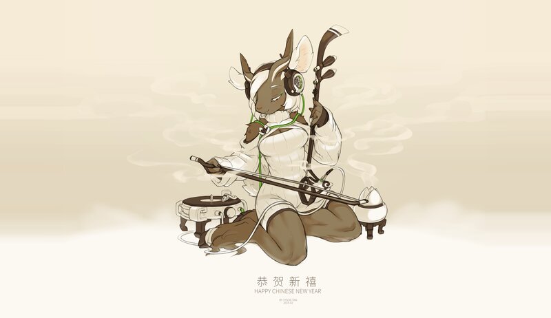 Anthropomorphic Deer Musician
