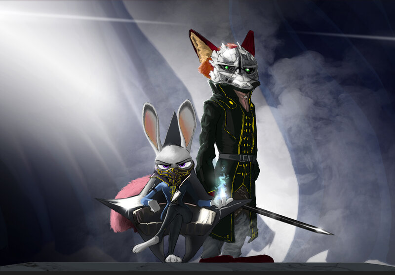 Anthropomorphic Fox and Rabbit