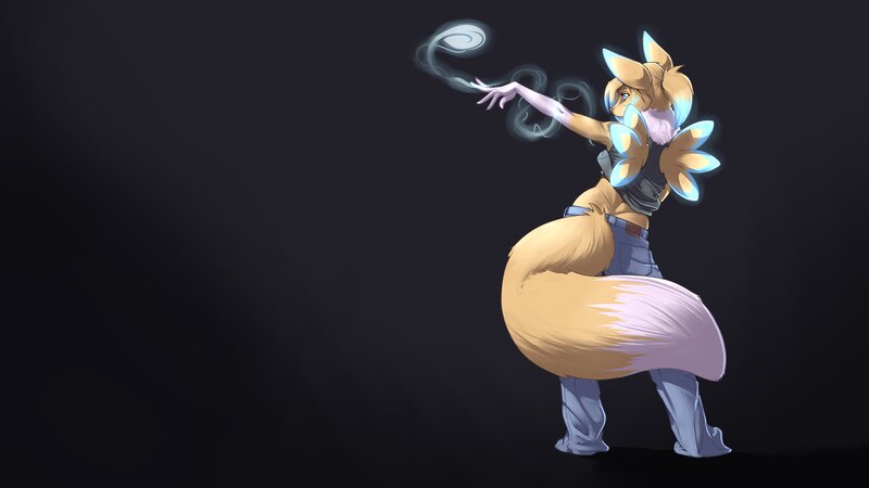 Anthropomorphic Fox Character — Black, Dramatic