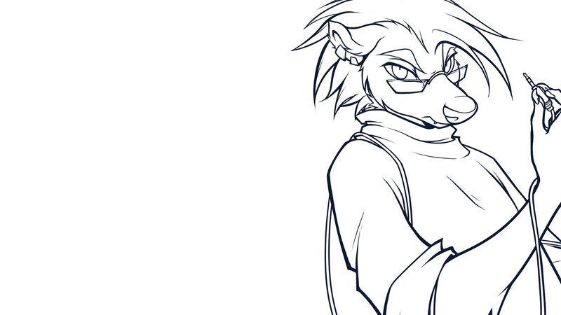 Anthropomorphic Fox Character — Black, Neutral
