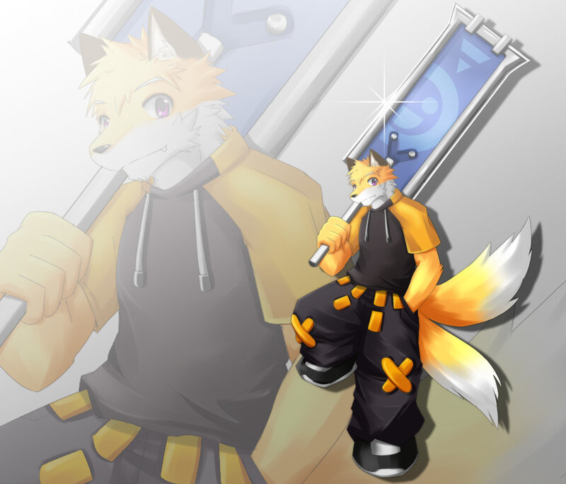 Anthropomorphic Fox Character — Black