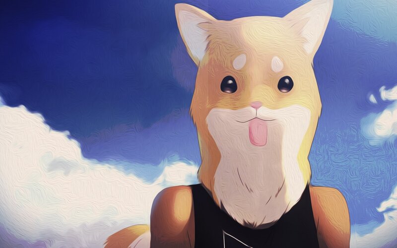 Anthropomorphic Fox Character — Blue, Playful