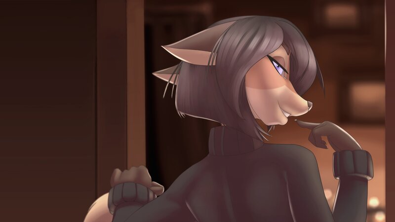 Anthropomorphic Fox Character — Brown, Contemplative
