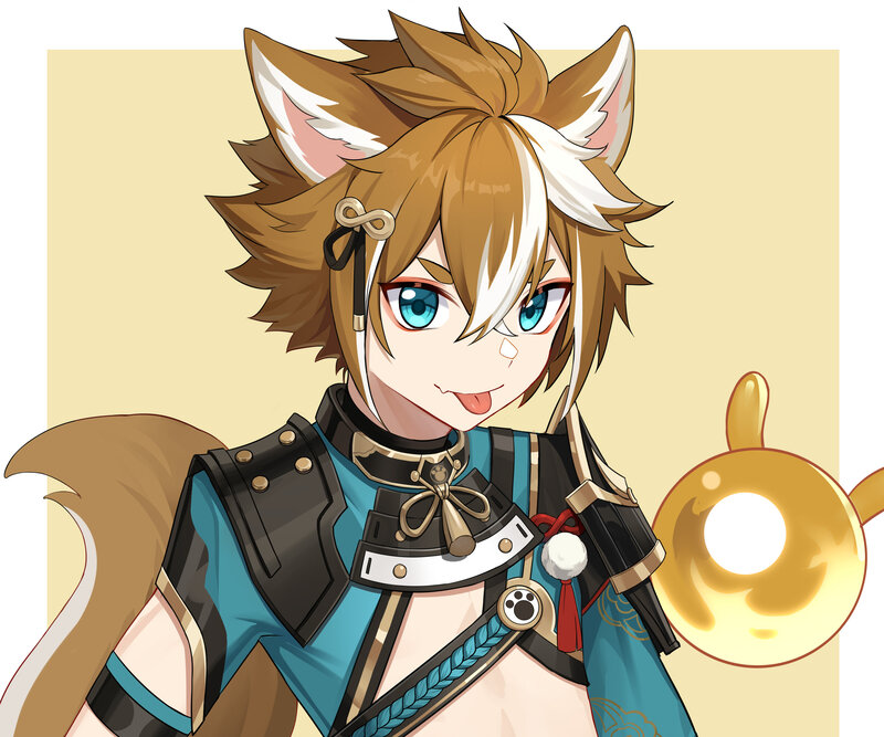 Anthropomorphic Fox Character — Brown, Playful, Anime