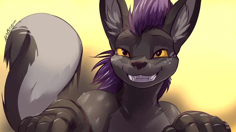 Anthropomorphic Fox Character — Gray, Playful