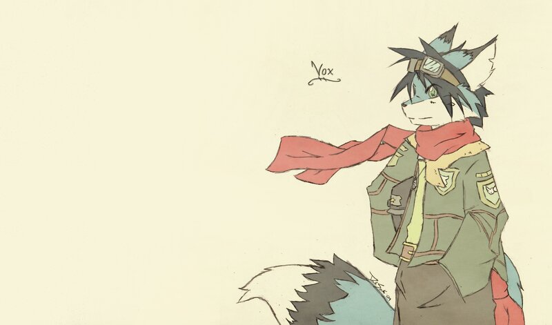 Anthropomorphic Fox Character — Green, Calm