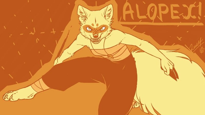 Anthropomorphic Fox Character — Orange, Aggressive