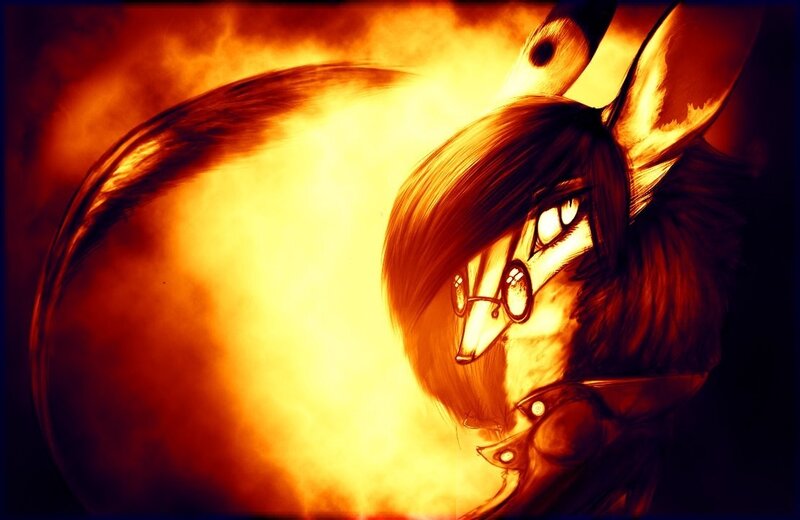 Anthropomorphic Fox Character — Orange, Dramatic, Digital Art