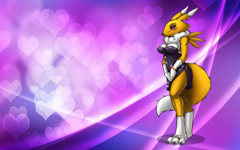 Anthropomorphic Fox Character — Purple, Romantic