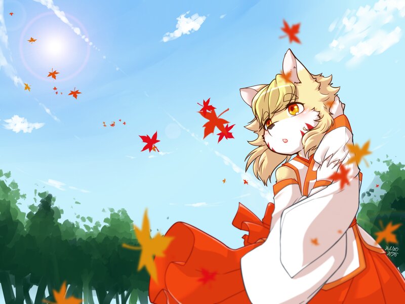 Anthropomorphic Fox Girl — Blue, Serene