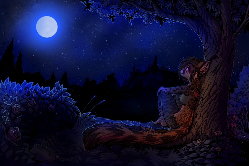 Anthropomorphic Fox Girl — Blue