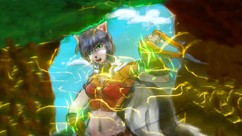 Anthropomorphic Fox Girl — Green