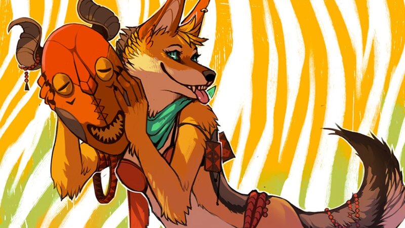 Anthropomorphic Fox Holding Skull