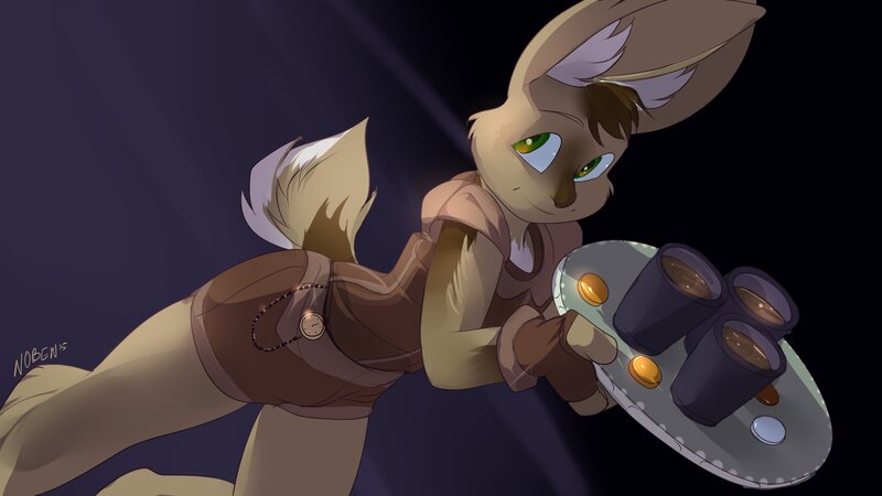 Anthropomorphic Fox Holding Tray