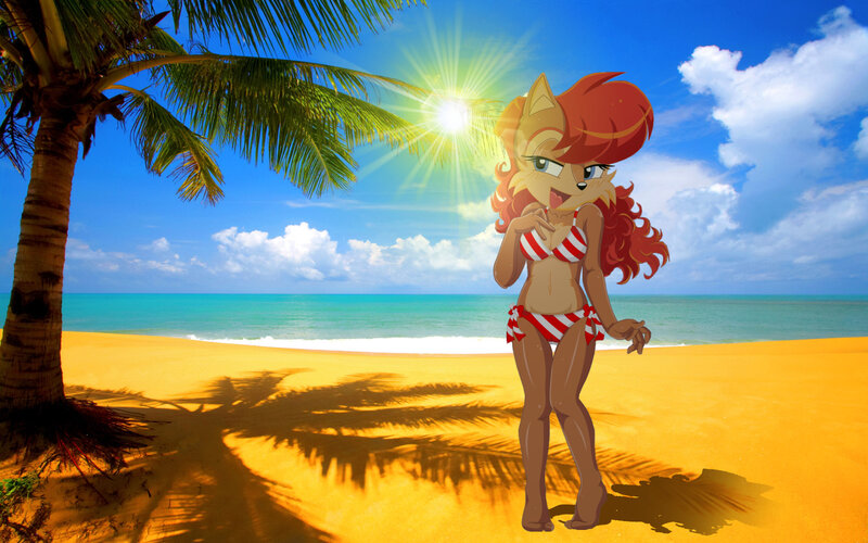 Anthropomorphic Fox in Bikini