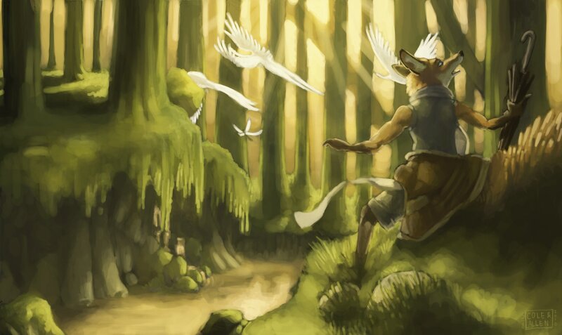 Anthropomorphic Fox in Forest