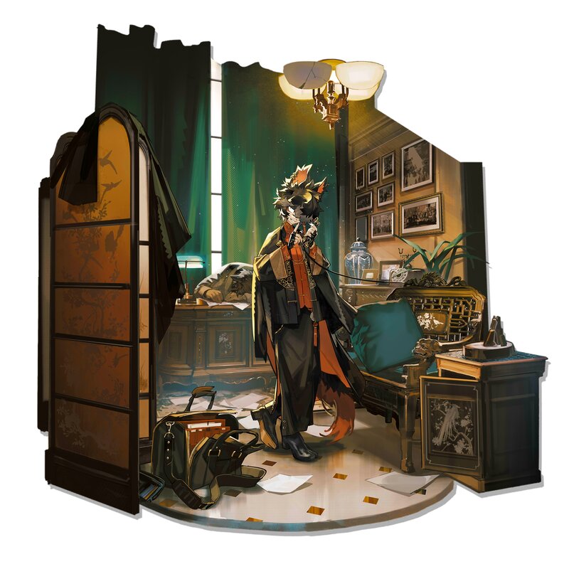 Anthropomorphic Fox in Room
