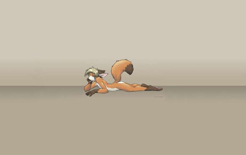 Anthropomorphic Fox Lying