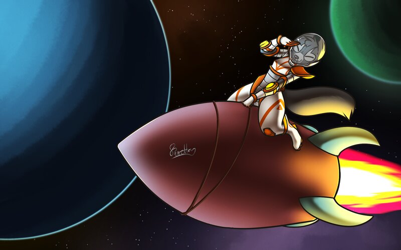 Anthropomorphic Fox on Rocket