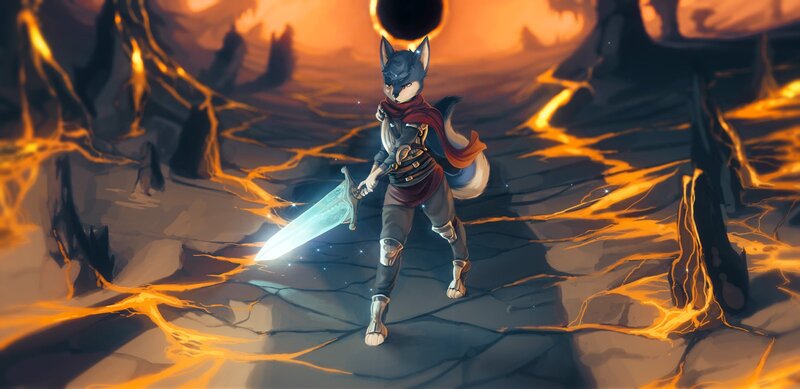 Anthropomorphic Fox Warrior — Orange