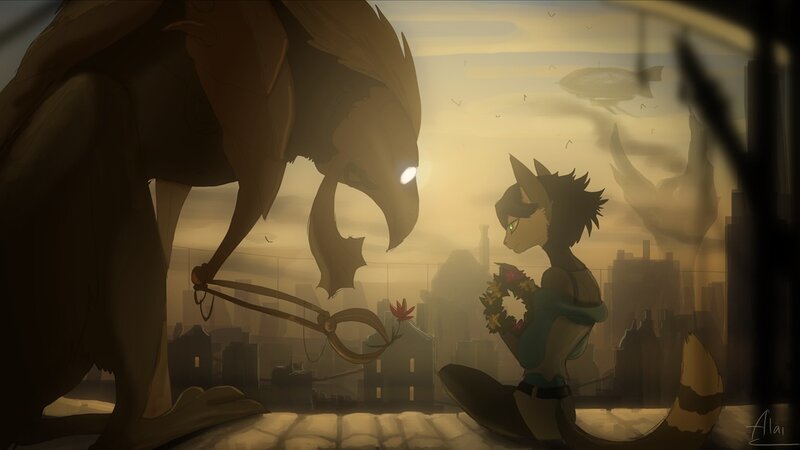 Anthropomorphic Fox with Bird
